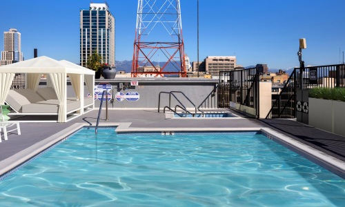 a pool on a rooftop