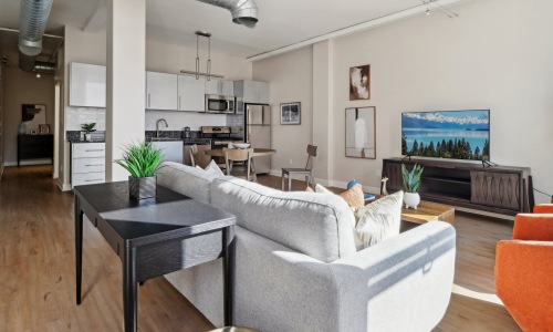 Open space living area with natural lighting