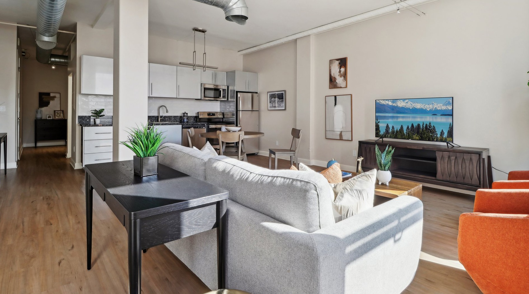 Open space living area with natural lighting